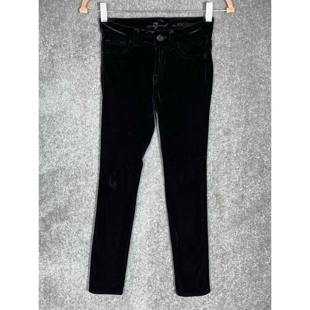 7 For All Mankind The‎ Skinny Pants Girls Size 10 Black Velvet Pockets